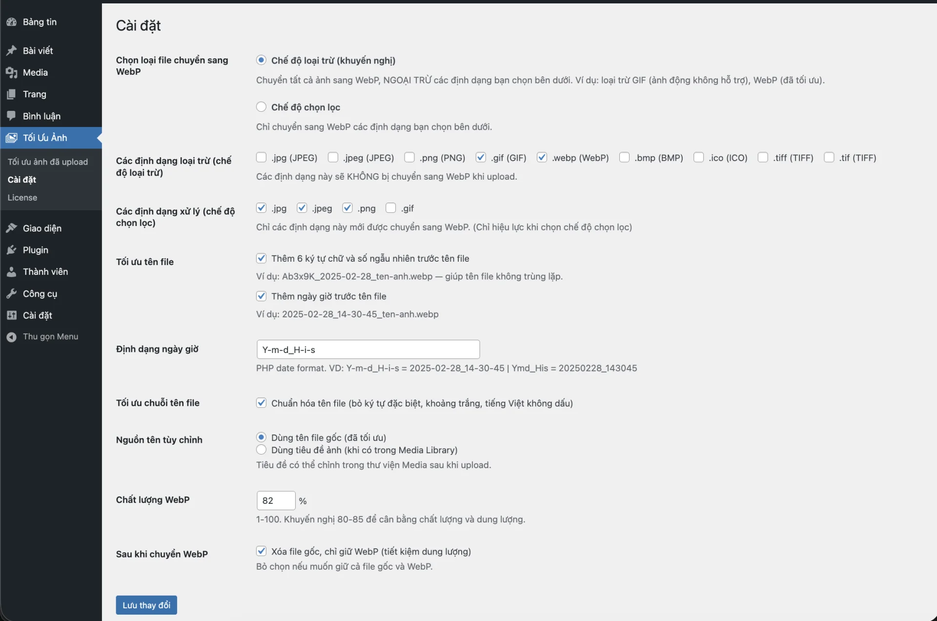 Plugin Tối Ưu Ảnh – WebP & Đổi Tên WordPress